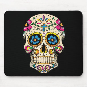Mousepad Dia do crânio inoperante do açúcar com cruz