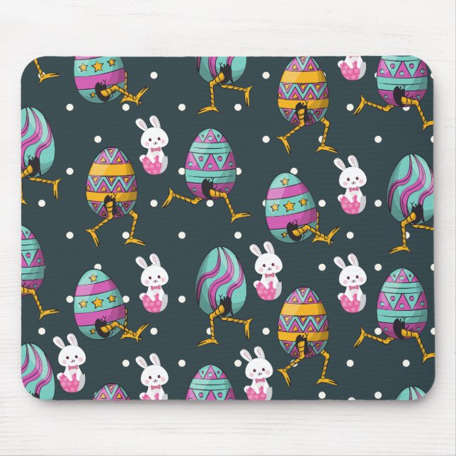 Mousepad Dia do felz pascoa - Coelhinho Engraçado Deseja Pa (Frente)