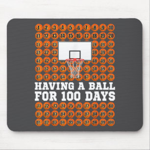 Mousepad Dia dos 100 Dias de Escola de Basquetebol Fofo