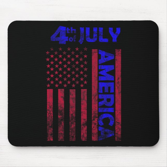 Mousepad Dia dos Eua Bandeira 4 de julho Feliz Engraçado (Frente)