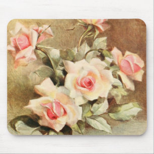 Mousepad Dia dos Namorados Amor Romântico Rosas Rosa Antiga