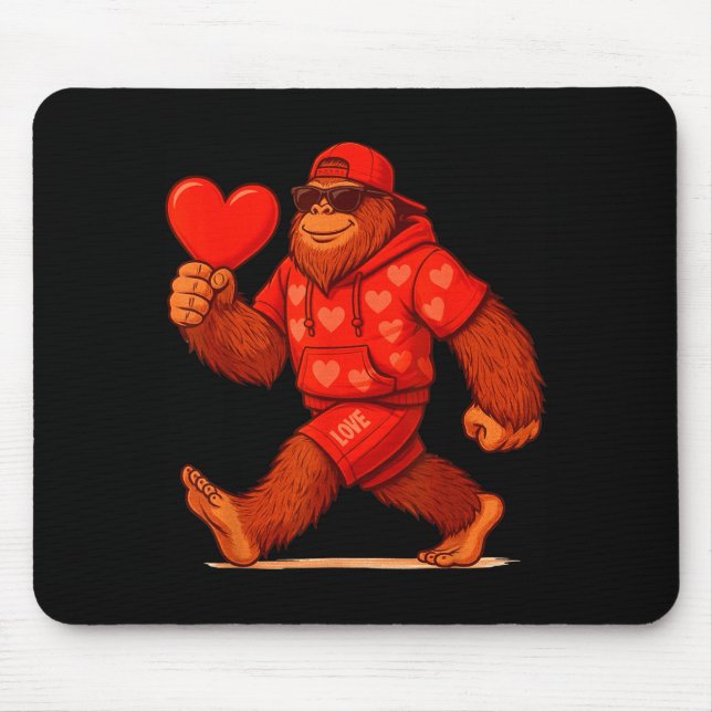 Mousepad Dia dos Namorados Engraçado Bigfoot Coração Sungle (Frente)