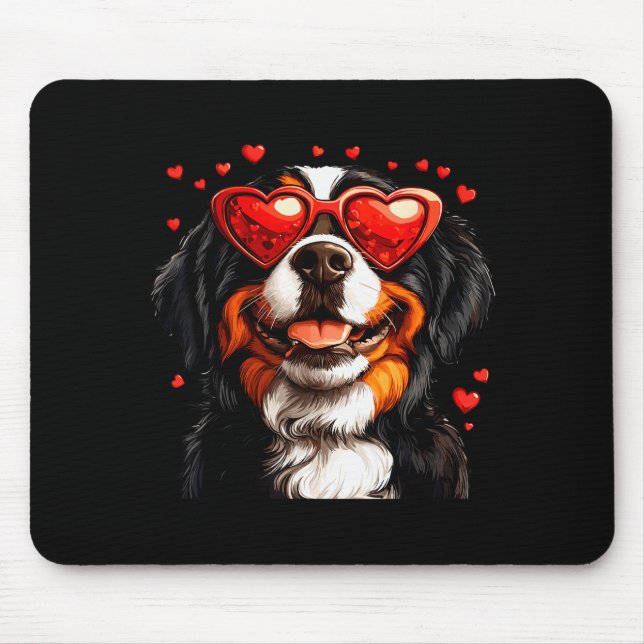 Mousepad Dia dos Namorados Fã de Cachorro Bernês Montanhês  (Frente)