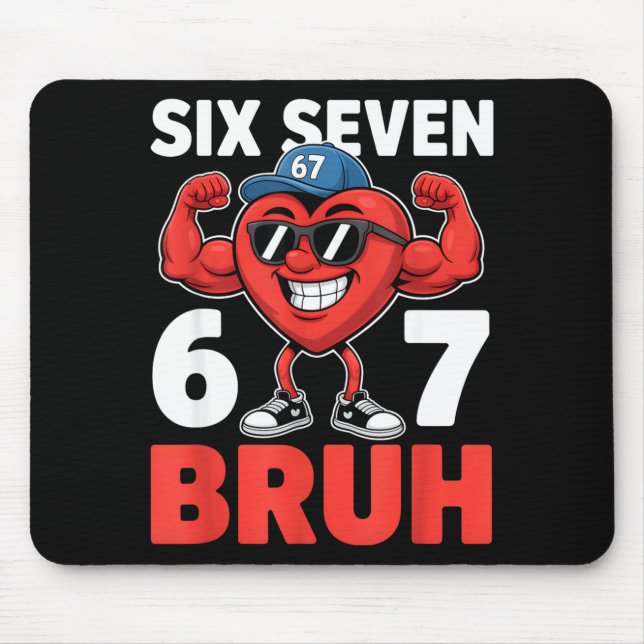 Mousepad Dia dos Namorados Seis Sete Bruh 67 Meme Engraçado (Frente)