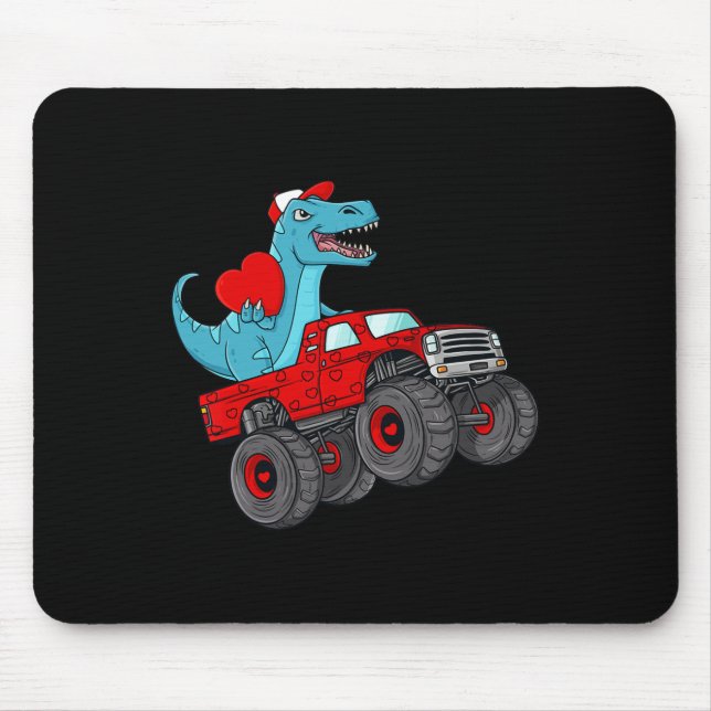 Mousepad Dia dos Namorados T Rex Pilotando Caminhão Monstro (Frente)