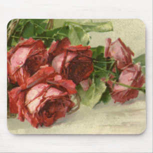Mousepad Dia dos Namorados Vintage Amor, Rosas Vermelhas Ca