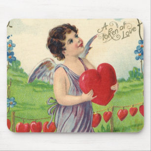 Mousepad Dia dos Namorados Vintage, Anjo Vitoriano com Cora