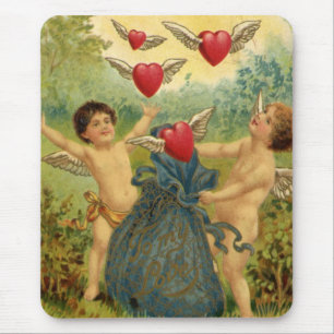 Mousepad Dia dos Namorados Vintage, Corações de Querubins V