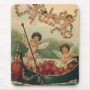 Mousepad Dia dos Namorados Vintage, Querubins Vitorianos em