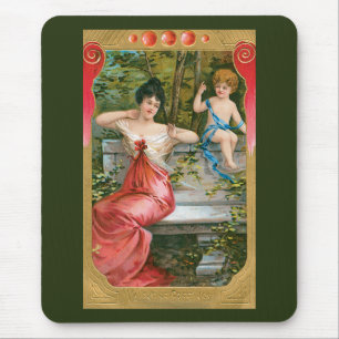Mousepad Dia dos Namorados Vintage, Senhora Vitoriana com Q