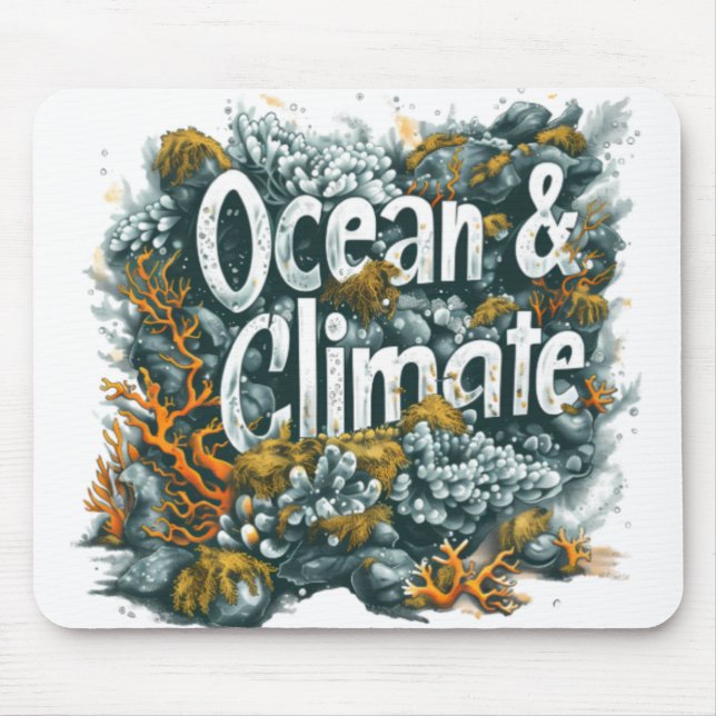Mousepad Dia dos Oceanos - Texto sobre Oceanos e Clima com  (Frente)