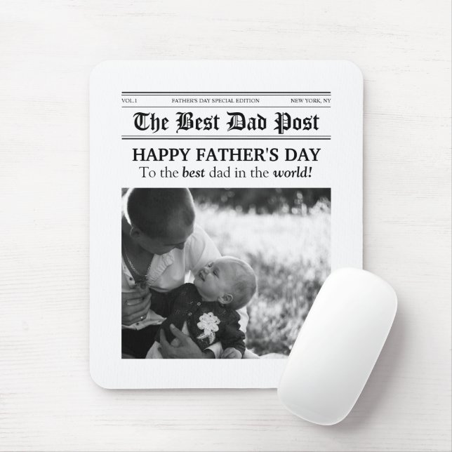 Mousepad Dia dos Pais no Estilo Jornal Antigo (Com mouse)