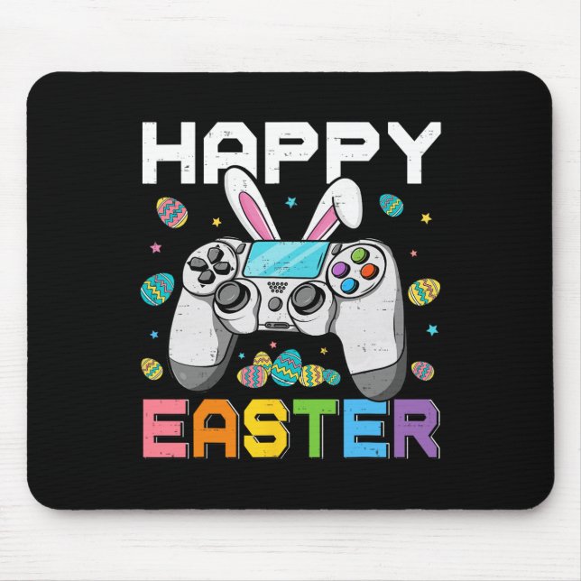 Mousepad Dia Feliz da Páscoa de Vídeo Games Coelho Gami par (Frente)