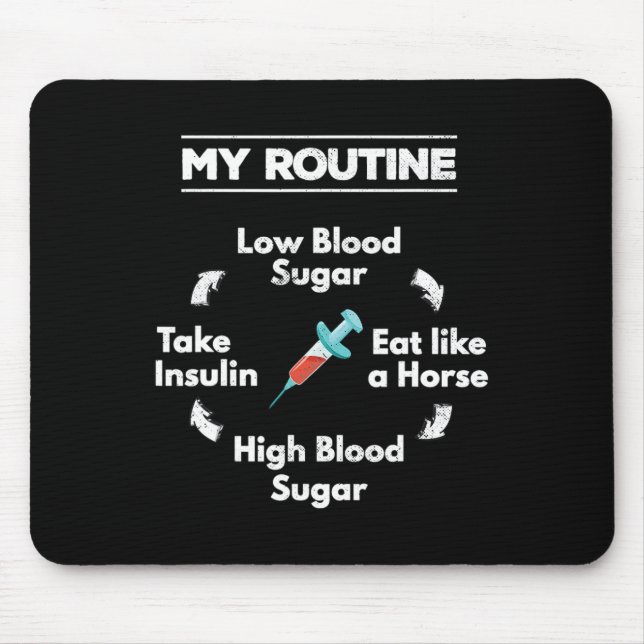 Mousepad Diabetes Rotina Insulina Agulha Sangue Baixo Alto  (Frente)
