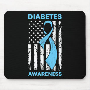 Mousepad Diabetes Sensibilização dos EUA Bandeira Azul Fita