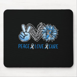 Mousepad Diabetes Sensibilização Paz Amor Curto Leopardo Az