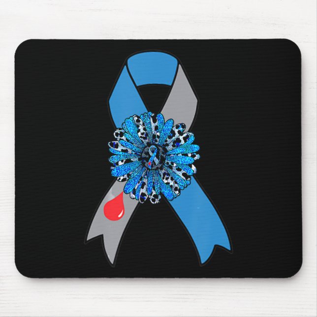 Mousepad Diabetes Sunflower Considere Azul Fita Apoiadora (Frente)