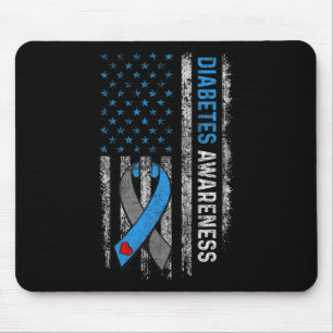 Mousepad Diabetes Tipo 1 Sensibilização Americana Flag Blue