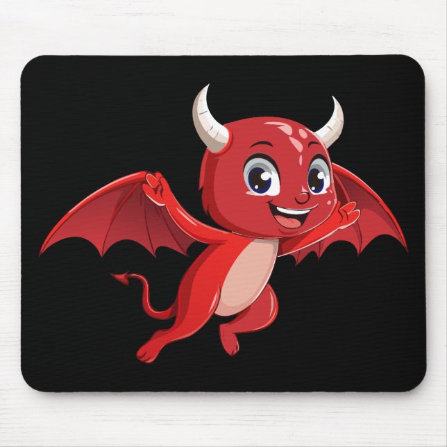 Mousepad Diabo voador de desenho animado fofo (Frente)