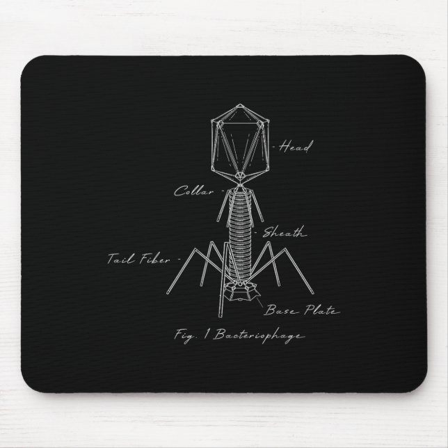 Mousepad Diagrama de Microbiologia de Bacteriófago Biologia (Frente)
