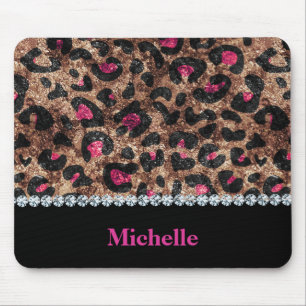Mousepad Diamante animal rosa-do-leopardo-chic personalizad