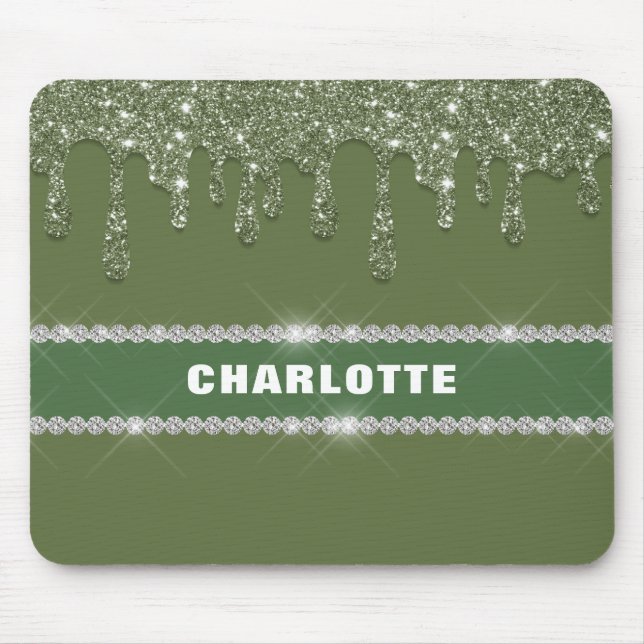 Mousepad Diamante de Espuma Verde de Sage Moderna (Frente)