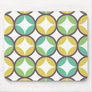 Mousepad Diamante retrô em padrão circular Azul Dourado