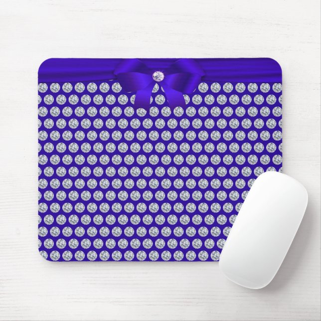 Mousepad Diamantes Chiques/Mosaico Fractal em Azul Real (Com mouse)
