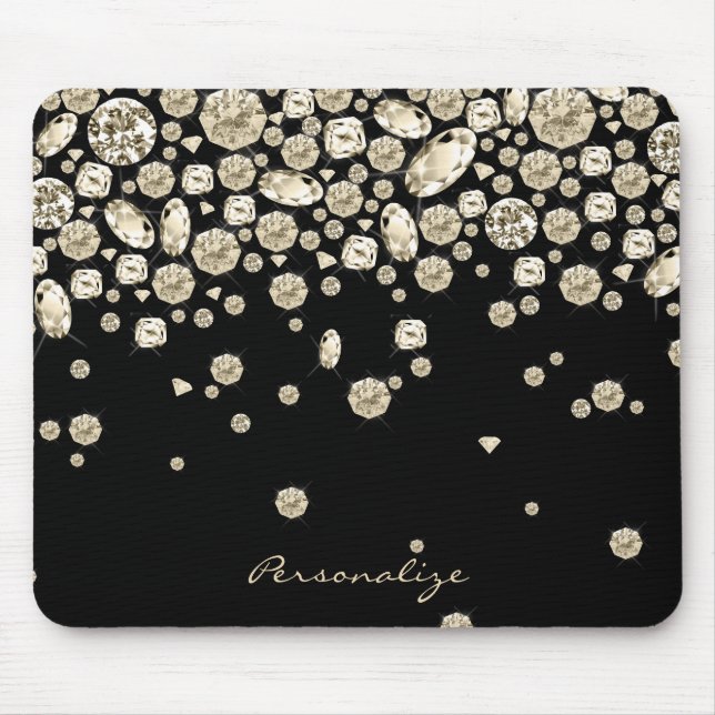 Mousepad Diamantes de ouro em Preto (Frente)