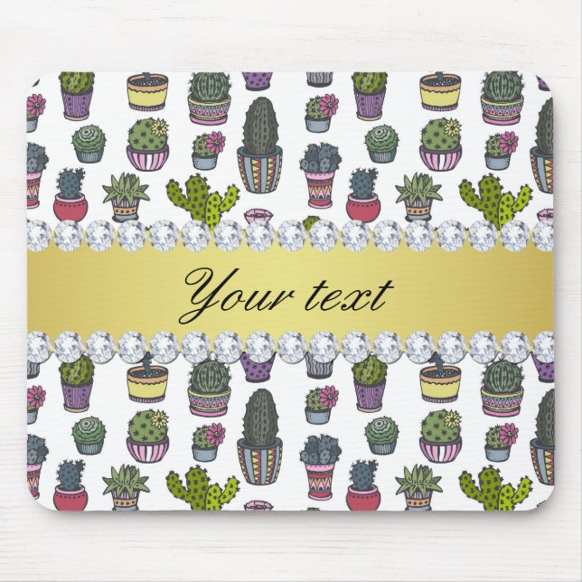 Mousepad Diamantes Dourados de Bling do falso do cacto (Frente)