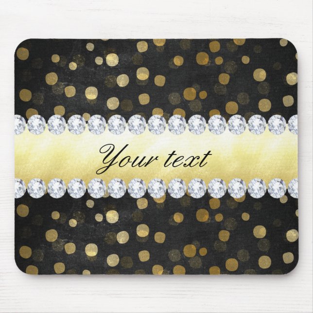 Mousepad Diamantes Dourados dos confetes do quadro preto (Frente)