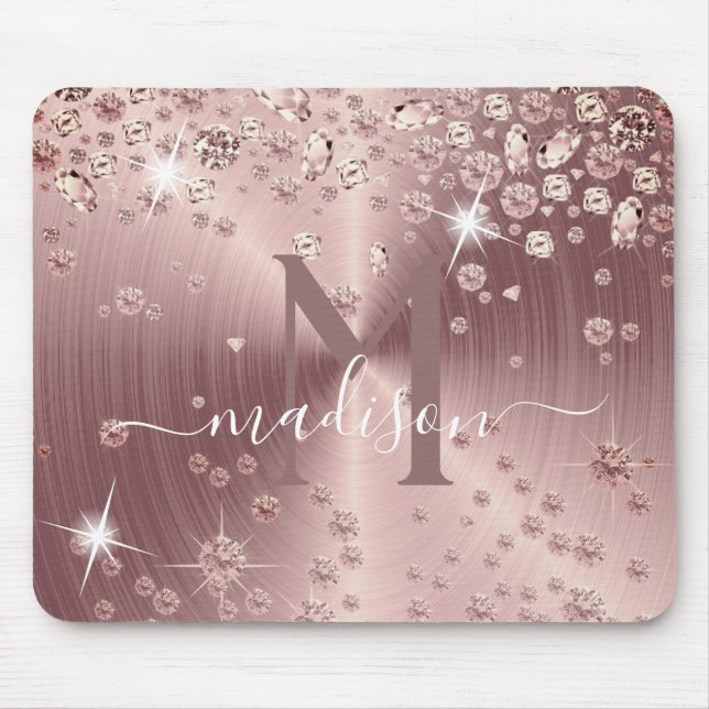 Mousepad Diamantes em Ouro Rosado - Personalizado (Frente)