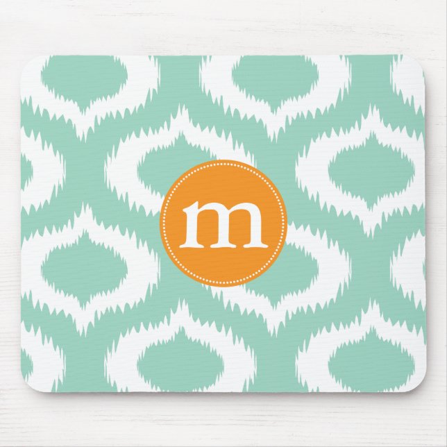 Mousepad Diamantes modernos de Ikat de turquesa do Aqua (Frente)