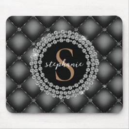 Mousepad Diamantes Pretos Tufados Monograma Dourado Luxo El