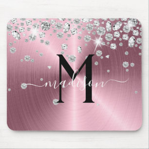 Mousepad Diamantes Rosa e Branco - Personalizado