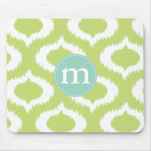 Mousepad Diamantes verdes modernos de Ikat personalizados