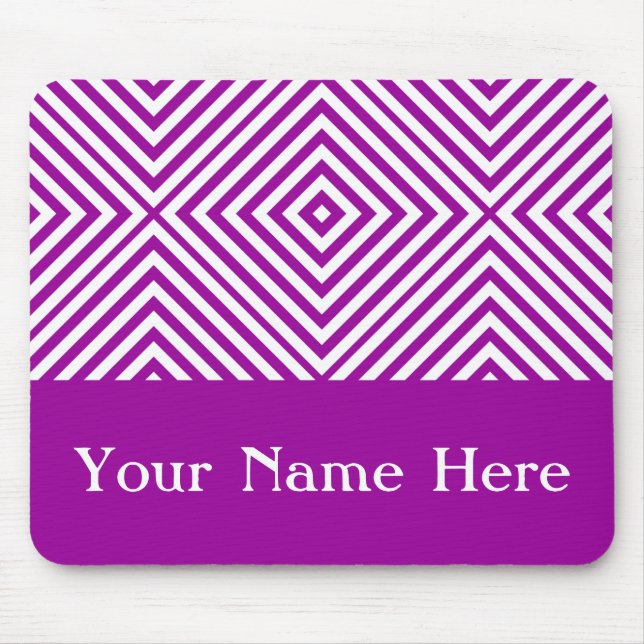 Mousepad Diamond Chevron Roxo com nome personalizado (Frente)