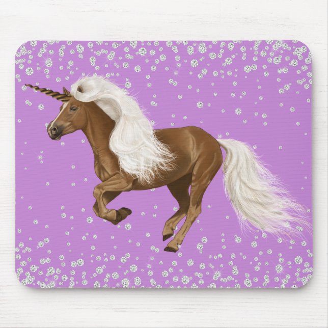 Mousepad Diamond Glitter Sparkle Unicorn Purple Palomino (Frente)