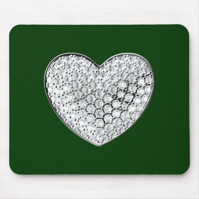 Mousepad Diamond Heart - green bg (Frente)