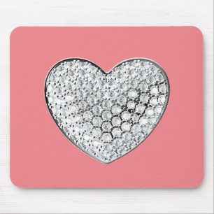 Mousepad Diamond Heart - pink bg