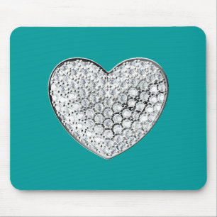 Mousepad Diamond Heart - teal bg