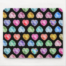 Mousepad Diamond Heart Watercolor Pattern Cute Pastel Girly