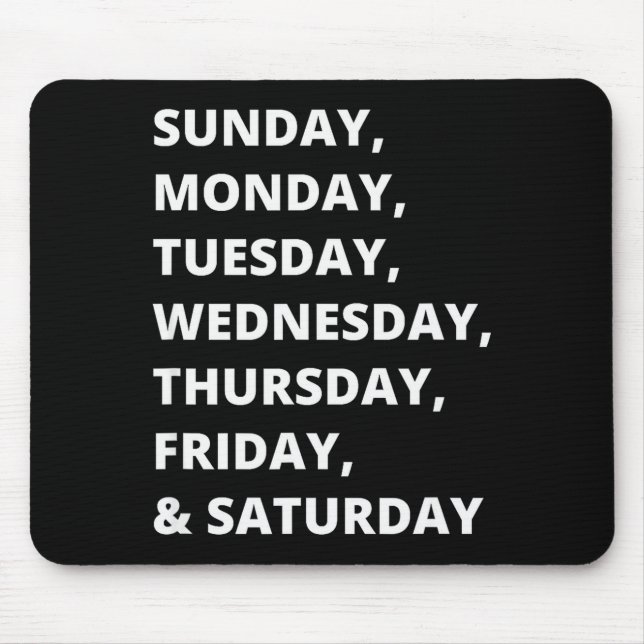 Mousepad Dias Da Semana  (Frente)