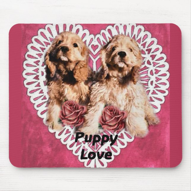 Mousepad Dias de os namorados do Cocker Spaniel Puppies (Frente)