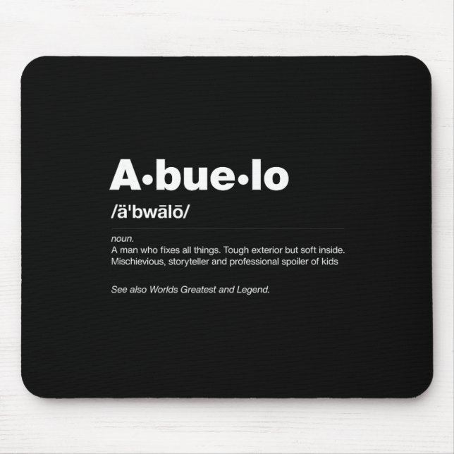 Mousepad Dictionary Definition Dia de os pais Gift Avô Abu (Frente)