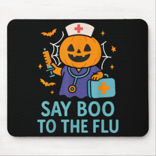 Mousepad Diga Boo À Enfermeira De Gripe Pumpkin Na Vacina D