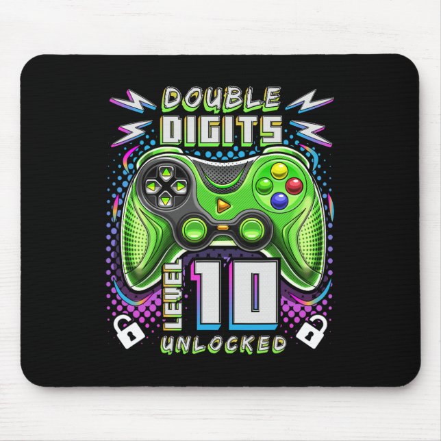Mousepad Digits Nível 10 Jogo de Vídeo Desbloqueado 10º Ani (Frente)