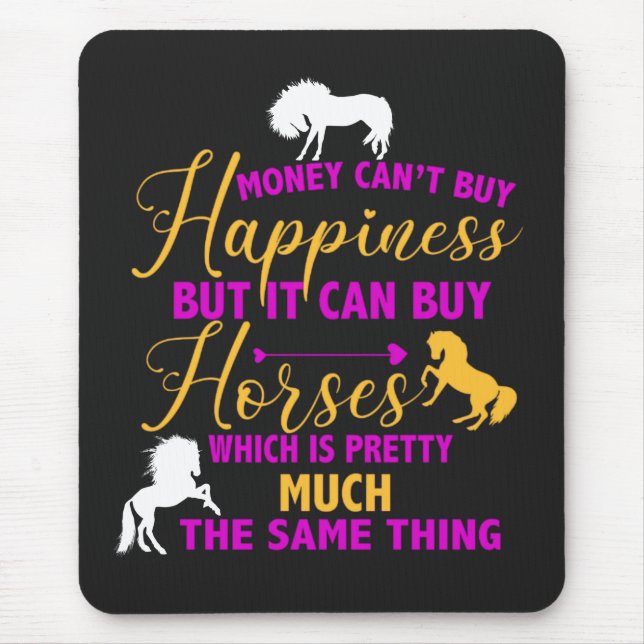 Mousepad Dinheiro pode Comprar Cavalos Amarelo Roxo (Frente)