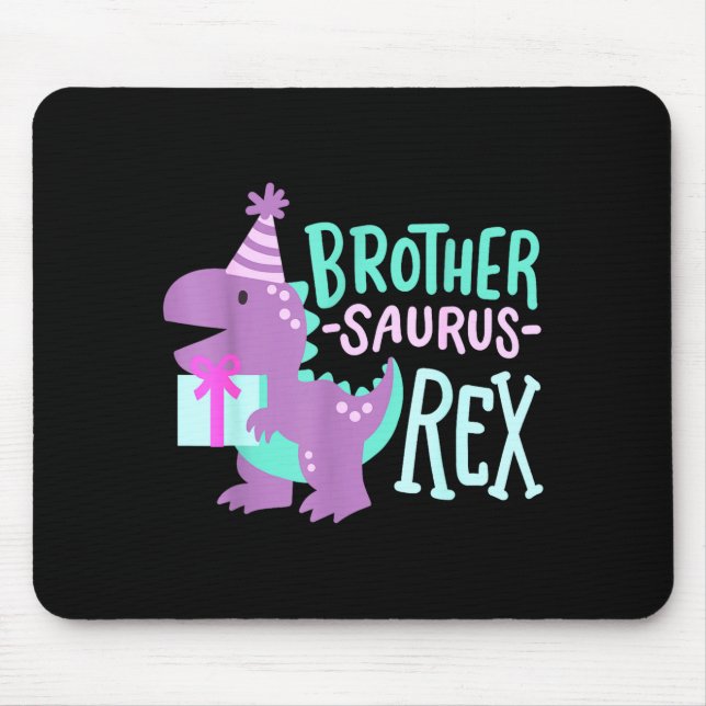 Mousepad Dinosaur Birthday Brother Saurus T Rex Family Matc (Frente)