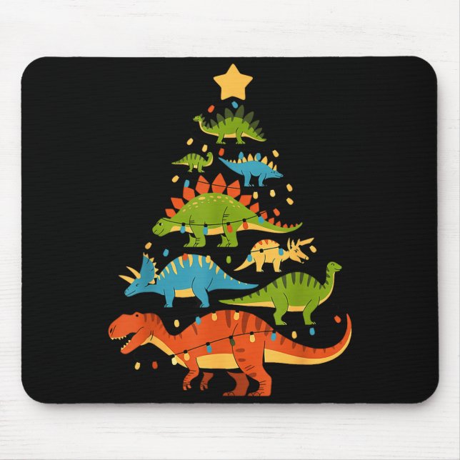 Mousepad Dinosaur Christmas Tree Dino Trex Dinosaur Lover C (Frente)
